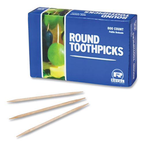 Round Wood Toothpicks, 2.5", Natural, 800/box, 24 Boxes/case, 5 Cases/carton,96,000 Toothpicks/carton