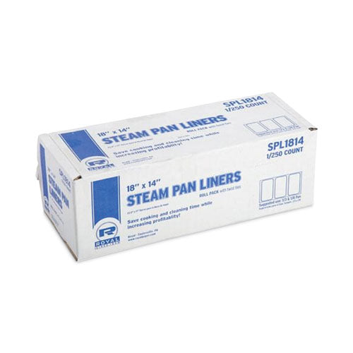 Steam Pan Liners For 1/3-size Pans, Includes Twist-ties, 18" X 14", Clear, 250/carton.