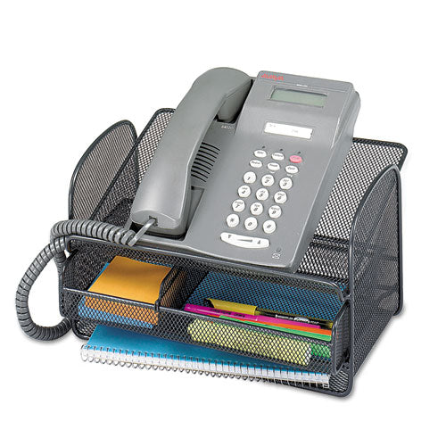 Onyx Angled Mesh Steel Telephone Stand, 11.75 X 9.25 X 7, Black.