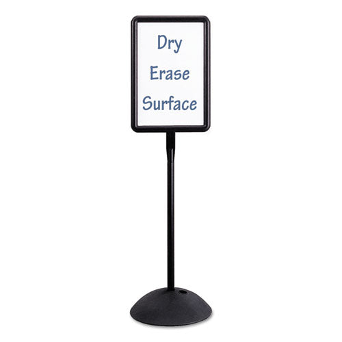 Writeway Double-sided Magnetic Dry Erase Standing Message Sign, Rectangle, 65" Tall Black Stand, 14.25 X 22.25 White Face.