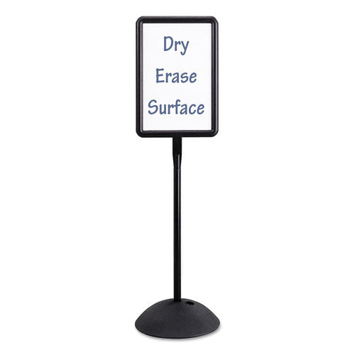 Writeway Double-sided Magnetic Dry Erase Standing Message Sign, Rectangle, 65" Tall Black Stand, 14.25 X 22.25 White Face.