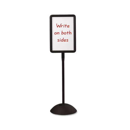 Writeway Double-sided Magnetic Dry Erase Standing Message Sign, Rectangle, 65" Tall Black Stand, 14.25 X 22.25 White Face.