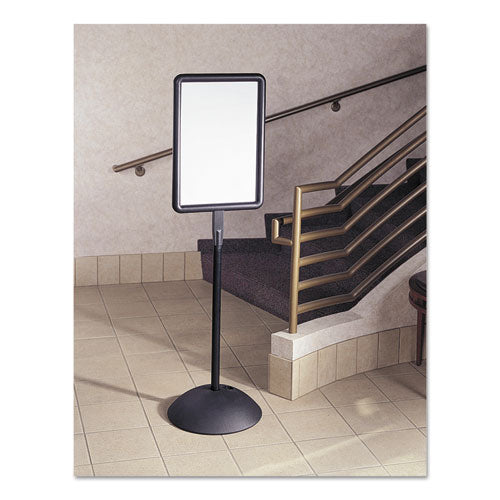 Writeway Double-sided Magnetic Dry Erase Standing Message Sign, Rectangle, 65" Tall Black Stand, 14.25 X 22.25 White Face.