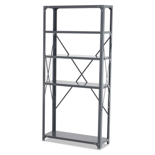 Commercial Steel Shelving Unit, Five-shelf, 36w X 12d X 75h, Dark Gray.