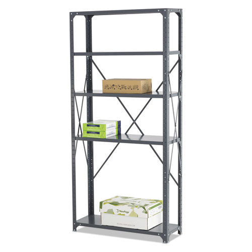 Commercial Steel Shelving Unit, Five-shelf, 36w X 12d X 75h, Dark Gray.