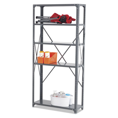 Commercial Steel Shelving Unit, Five-shelf, 36w X 12d X 75h, Dark Gray.