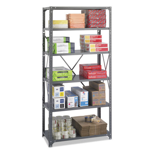 Commercial Steel Shelving Unit, Six-shelf, 36w X 18d X 75h, Dark Gray.