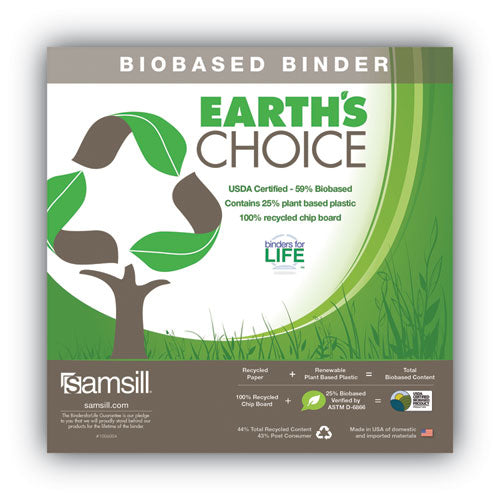 Earth’s Choice Plant-based Durable Fashion View Binder, 3 Rings, 2" Capacity, 11 X 8.5, Lime, 2/pack.