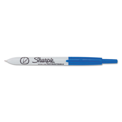 Retractable Permanent Marker, Extra-fine Needle Tip, Blue.