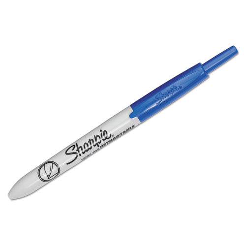 Retractable Permanent Marker, Extra-fine Needle Tip, Blue.