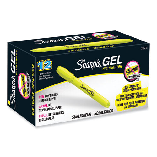 Gel Highlighters, Fluorescent Yellow Ink, Bullet Tip, Yellow Barrel.