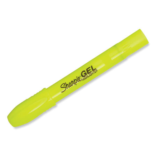 Gel Highlighters, Fluorescent Yellow Ink, Bullet Tip, Yellow Barrel.