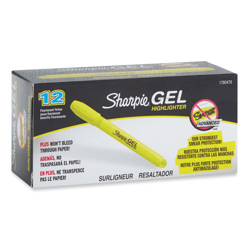 Gel Highlighters, Fluorescent Yellow Ink, Bullet Tip, Yellow Barrel.