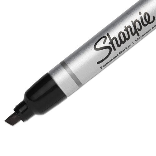 Durable Metal Barrel Permanent Marker, Broad Chisel Tip, Black.