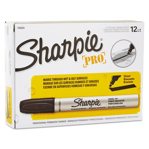 Durable Metal Barrel Permanent Marker, Broad Chisel Tip, Black.