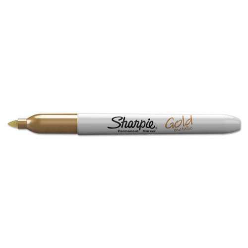 Metallic Fine Point Permanent Markers, Fine Bullet Tip, Gold-silver-bronze, 6/pack.