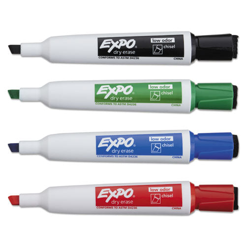 Magnetic Dry Erase Marker, Broad Chisel Tip, Assorted Colors, 4/pack.