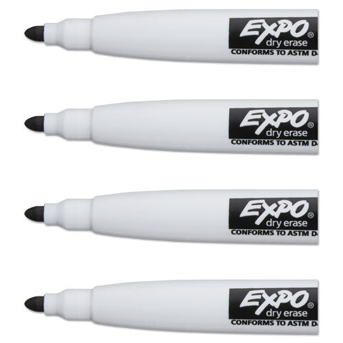 Magnetic Dry Erase Marker, Fine Bullet Tip, Black, 4/pack.