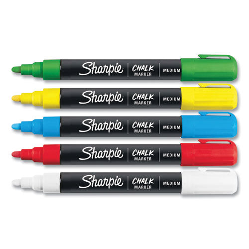 Wet-erase Chalk Marker, Medium Bullet Tip, Assorted Colors, 5/pack.