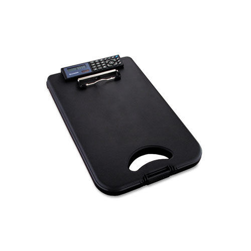 Deskmate Ii With Calculator, 0.5" Clip Capacity, Holds 8.5 X 11 Sheets, Black.