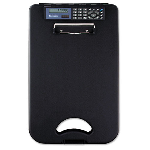 Deskmate Ii With Calculator, 0.5" Clip Capacity, Holds 8.5 X 11 Sheets, Black.