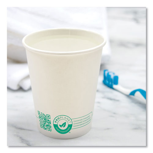 Compostable Paper Hot Cups, Proplanet Seal, 10 Oz, White/green, 1,000/carton.