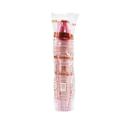 Paper Hot Drink Cups In Bistro Design, 8 Oz, Maroon, 50/bag, 20 Bags/carton.