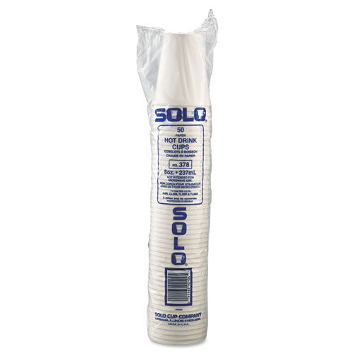 Single-sided Poly Paper Hot Cups, 8 Oz, White, 50/bag, 20 Bags/carton.