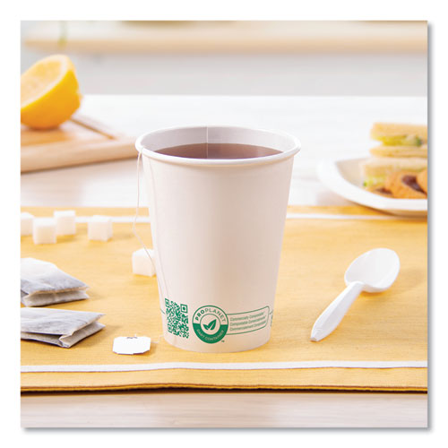 Compostable Paper Hot Cups, Proplanet Seal, 12 Oz, White/green, 1,000/carton.