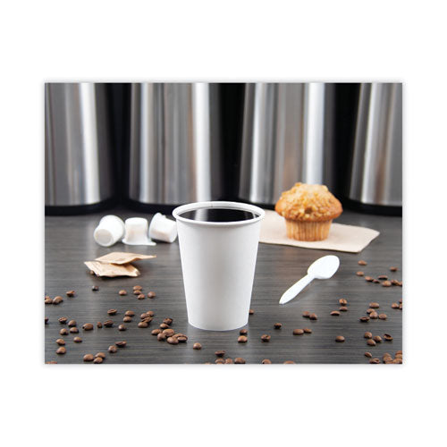 Single-sided Poly Paper Hot Cups, 12 Oz, White, 50/bag, 20 Bags/carton.