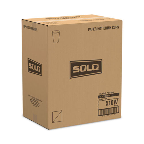 Single-sided Poly Paper Hot Cups, 10 Oz, White, 1,000/carton.