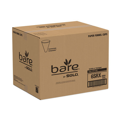 Bare Eco-forward Treated Paper Funnel Cups, Proplanet Seal, 6 Oz, 250/bag, 10/carton.