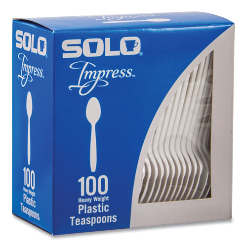 Impress Heavyweight- Full-length Polystyrene Cutlery, Teaspoon, White, 100/box, 10 Boxes/carton