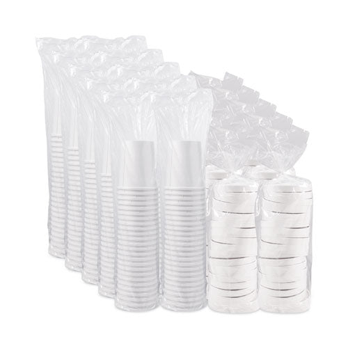 Flexstyle Double Poly Food Combo Packs, 32 Oz, White, Paper, 25 Cups And 25 Lids/pack,10 Packs/carton