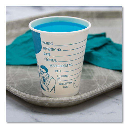 Paper Specimen Cups, 8 Oz, Blue/white, 50/sleeve, 20 Sleeves/carton.