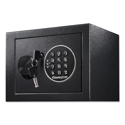 Electronic Security Safe, 0.14 Cu Ft, 9w X 6.6d X 6.6h, Black.