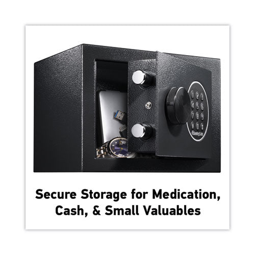 Electronic Security Safe, 0.14 Cu Ft, 9w X 6.6d X 6.6h, Black.