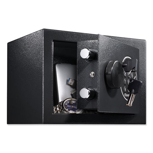 Electronic Security Safe, 0.14 Cu Ft, 9w X 6.6d X 6.6h, Black.