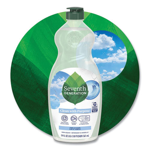 Natural Dishwashing Liquid, Free And Clear, 19 Oz Bottle, 6/carton.