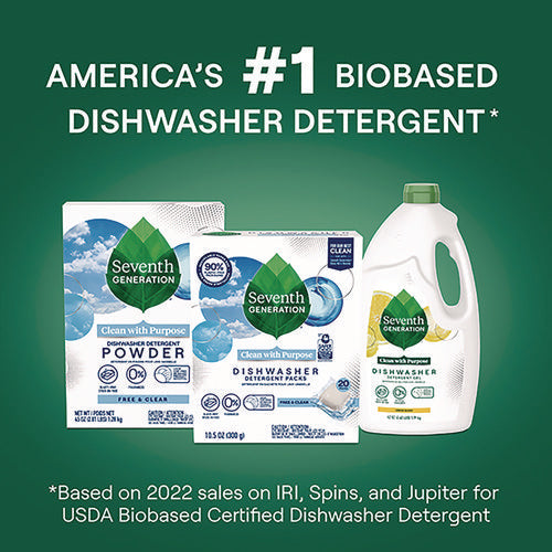Natural Automatic- Dishwasher Detergent Packs, Free And Clear, 45 Powder Packets/box, 5 Boxes/carton