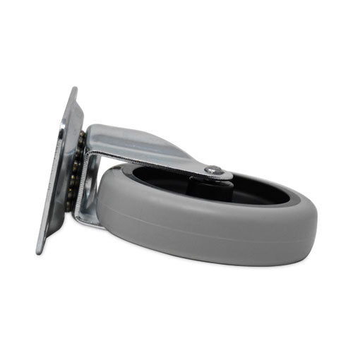 Non-marking Plate Casters, Swivel Mount Plate, 4" Wheel, Black/gray/silver.