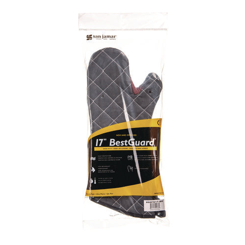 Bestguard Oven Mitt, 17", Webguard Plus Fabric, Black, Pair.