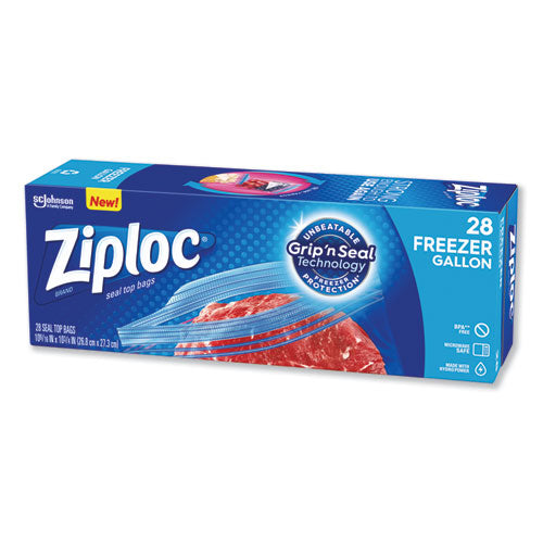 Zipper Freezer Bags, 1 Gal, 9.6" X 12.1", Clear, 28/box.