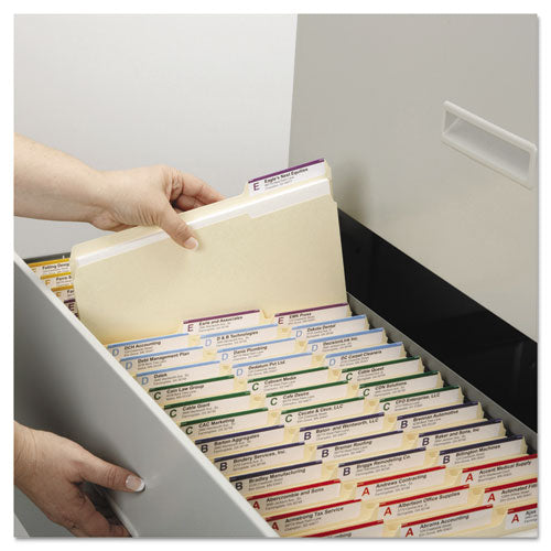 Top Tab File Folders With Antimicrobial Product Protection, 1/3-cut Tabs: Assorted, Letter, 0.75" Expansion, Manila, 100/box.