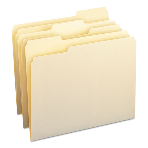 Top Tab File Folders With Antimicrobial Product Protection, 1/3-cut Tabs: Assorted, Letter, 0.75" Expansion, Manila, 100/box.