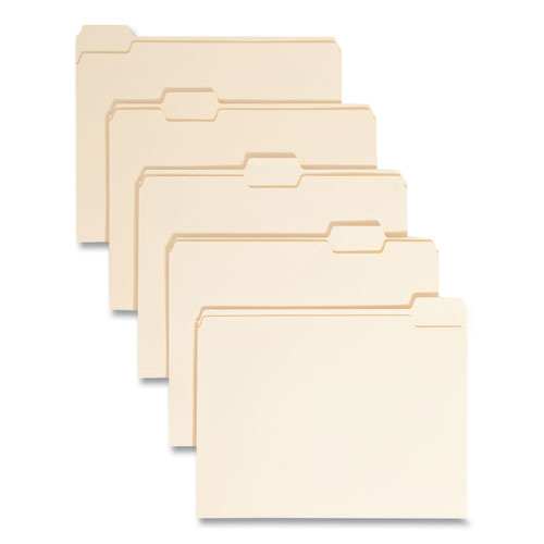 Manila File Folders, 1/5-cut Tabs: Assorted, Letter Size, 0.75" Expansion, Manila, 100/box.