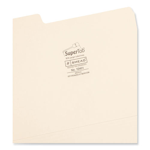 Supertab Top Tab File Folders, 1/3-cut Tabs: Assorted, Letter Size,0.75" Expansion, 14-pt Manila, 50/box