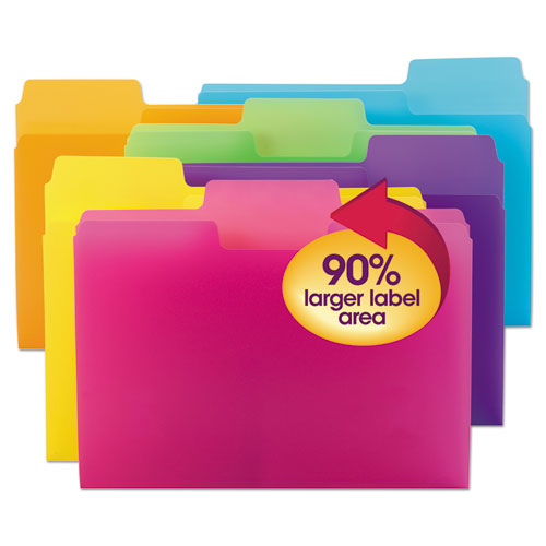 Supertab Top Tab File Folders, 1/3-cut Tabs: Assorted, Letter Size, 0.75" Expansion, Polypropylene, 18/pack.