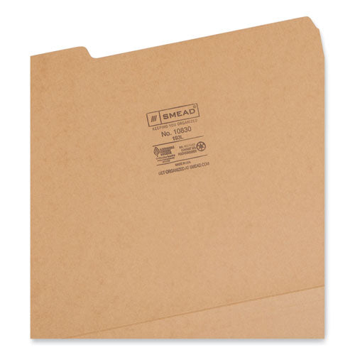 Heavyweight Kraft File Folder, 1/3-cut Tabs: Assorted, Letter Size, 0.75" Expansion,17-pt Kraft, Brown, 50/box