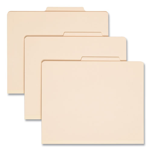 Six-section Top Tab Classification Folders, 2" Expansion, 2 Dividers, 6 Fasteners, Letter Size, Manila, 10/box.